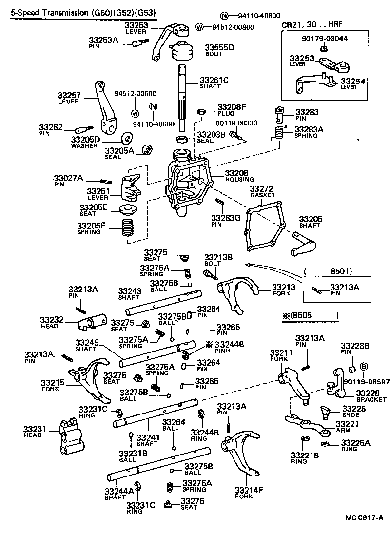 33253-28060 LEVER, SHIFT OUTER, NO.1 product image