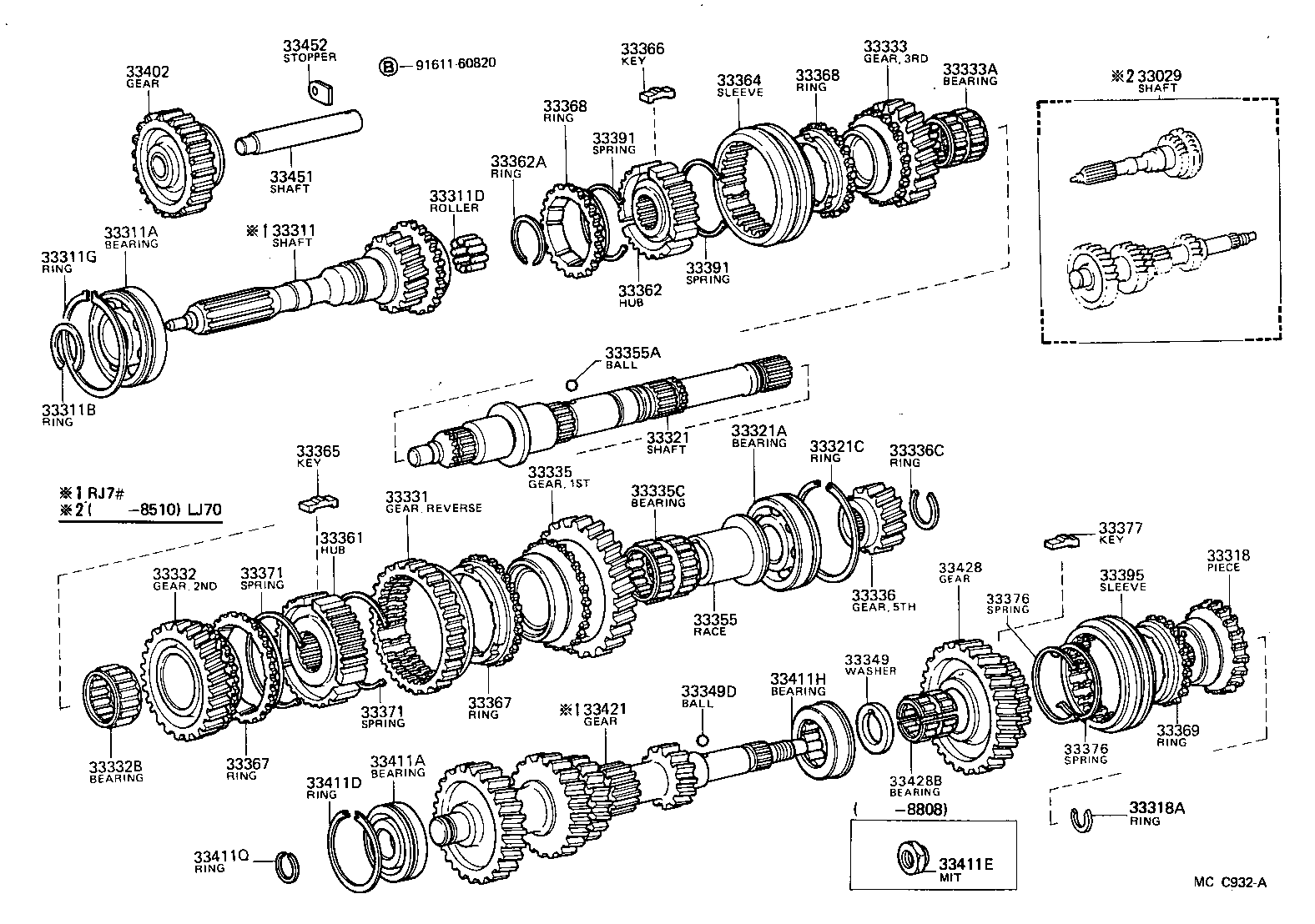 33364-36070 SLEEVE, TRANSMISSION HUB, NO.2 product image