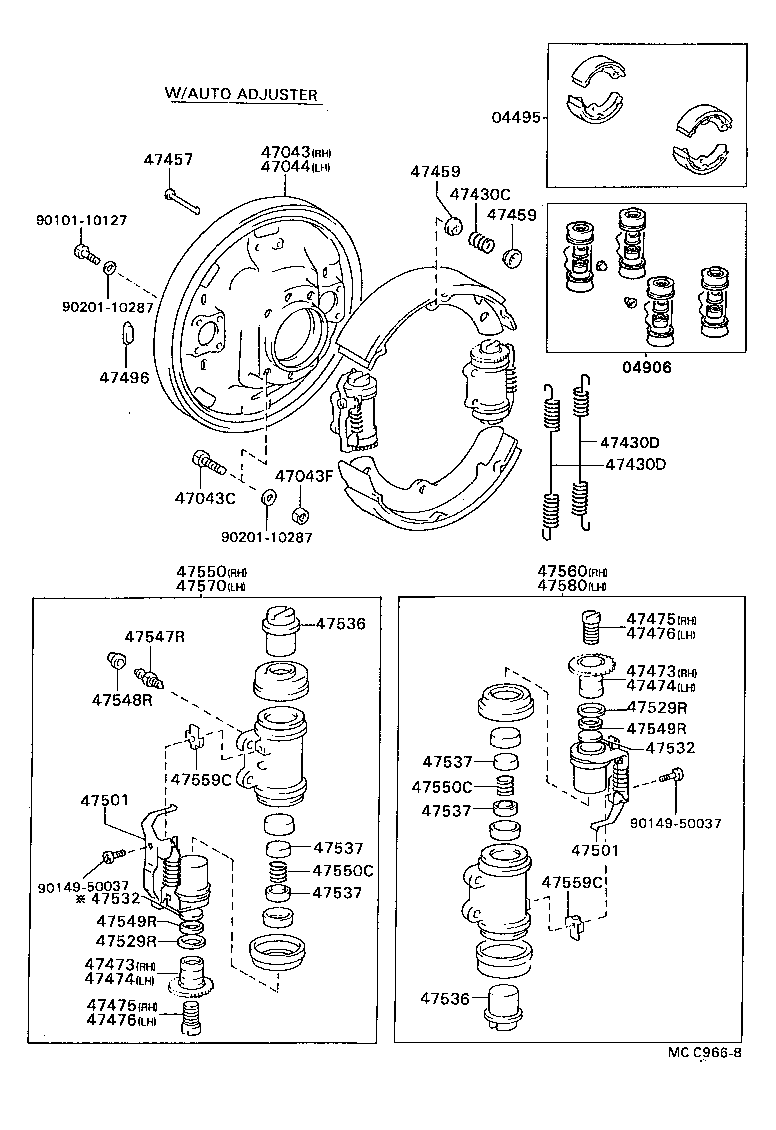 47508-36010 BOLT, REAR WHEEL CYLINDER ADJUSTING, RH (FOR REAR BRAKE) product image