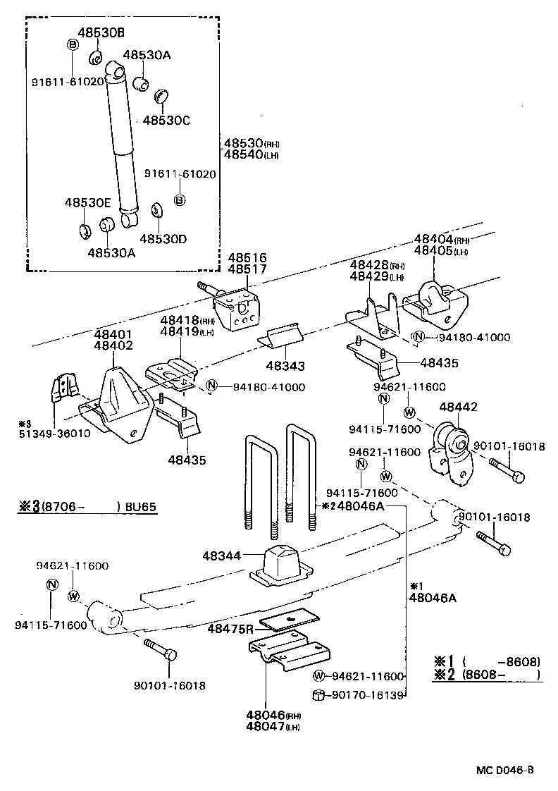 48046-36190 SEAT SUB-ASSY, SPRING U BOLT, RH product image