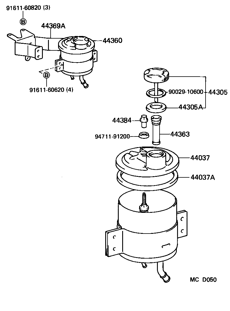 44305-36010 CAP SUB-ASSY, VANE PUMP OIL RESERVOIR product image