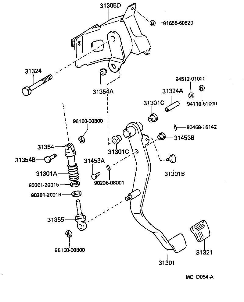 Toyota 31310-14030 PEDAL SUB-ASSY, CLUTCH