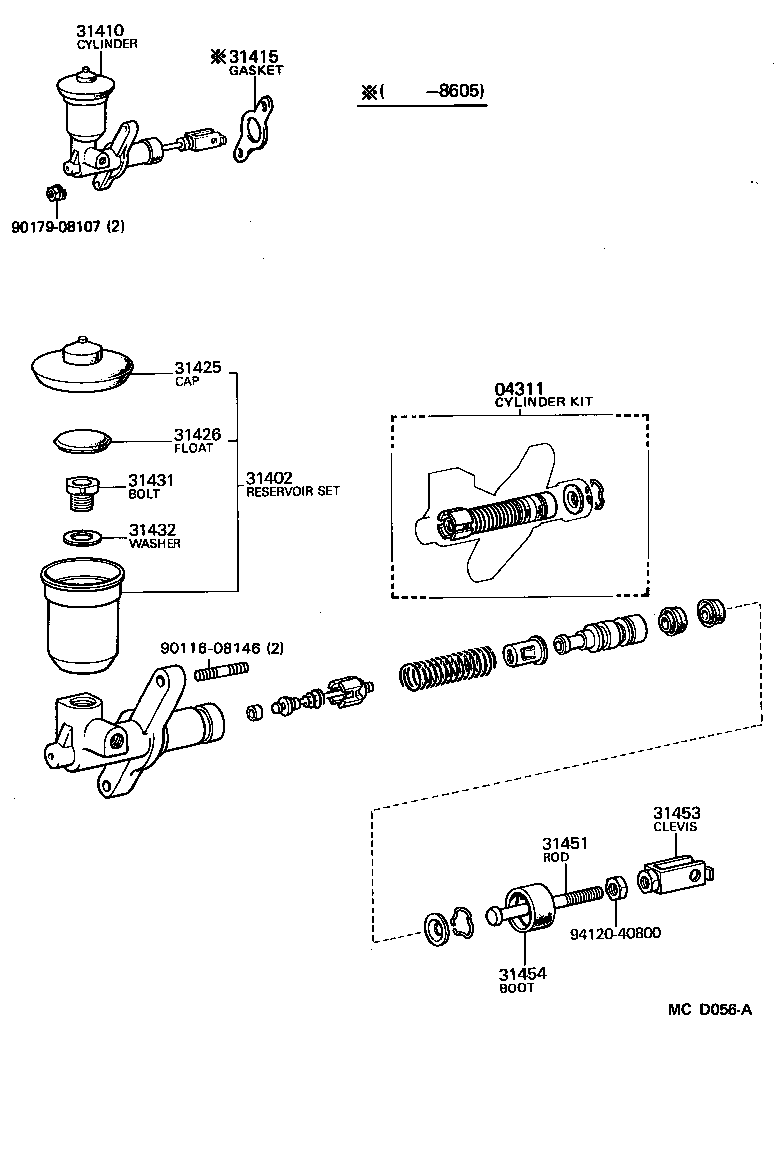 Toyota 04311-14041 CYLINDER KIT, CLUTCH MASTER
