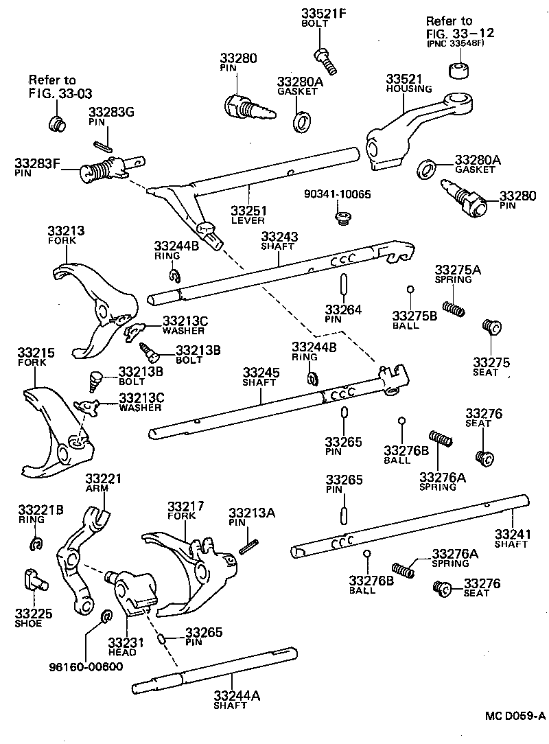 Toyota 33243-35070 SHAFT, 3RD & 4TH SHIFT FORK