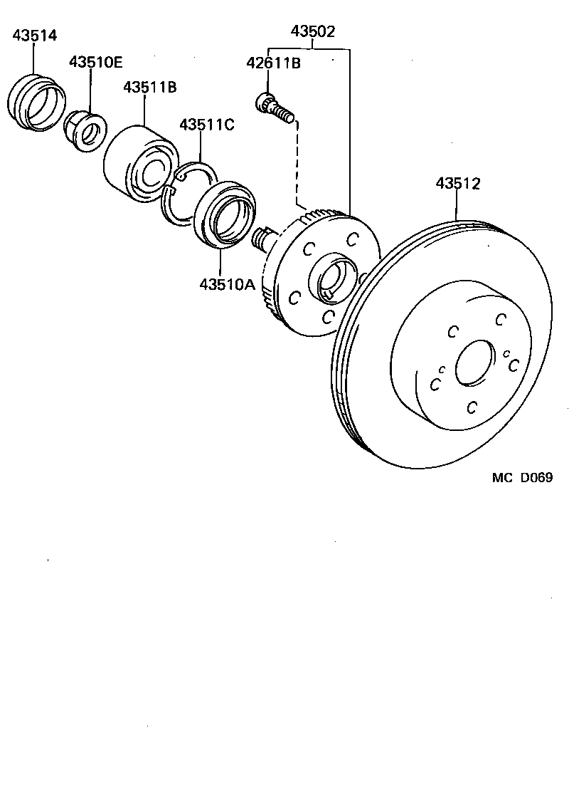 43503-14010 HUB SUB-ASSY, FRONT AXLE product image