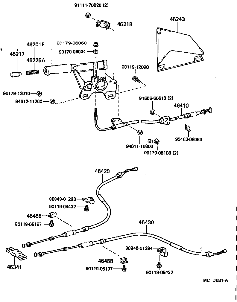 46201-14240-04 LEVER SUB-ASSY, PARKING BRAKE product image
