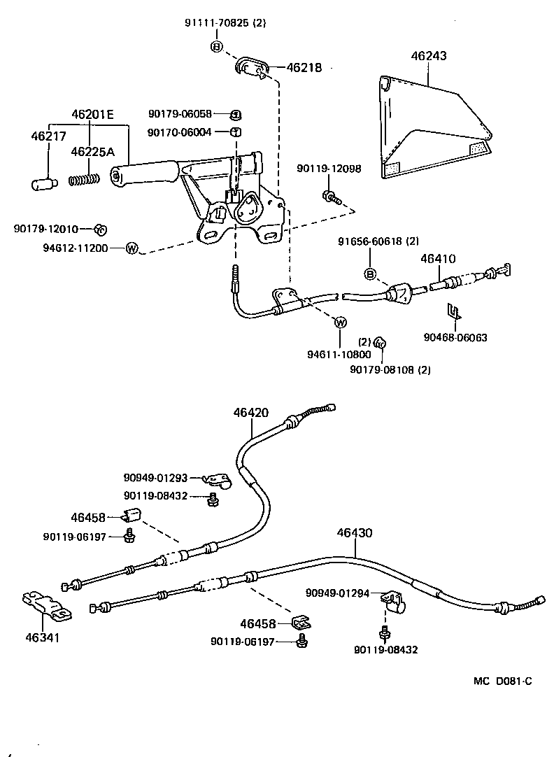 Toyota 46201-14181 LEVER SUB-ASSY, PARKING BRAKE