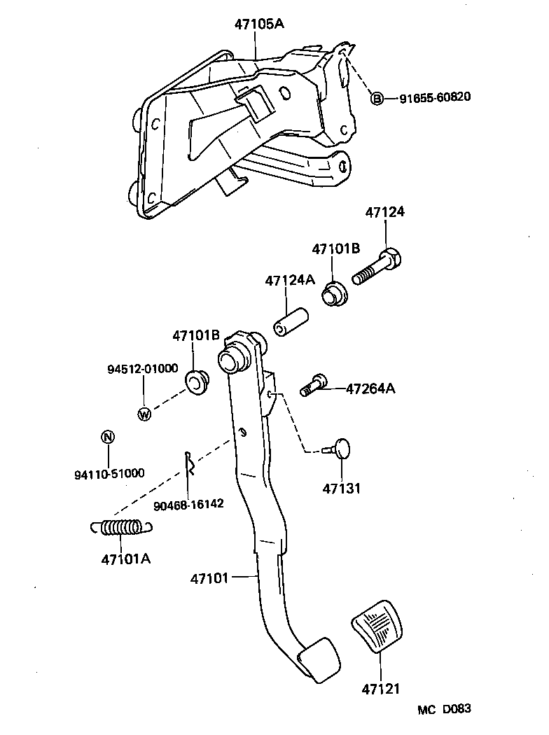47101-14170 PEDAL SUB-ASSY, BRAKE product image