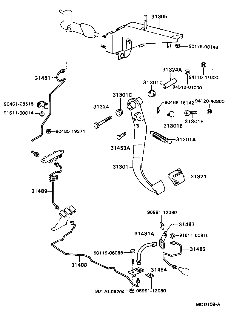 31301-36180 PEDAL SUB-ASSY, CLUTCH product image
