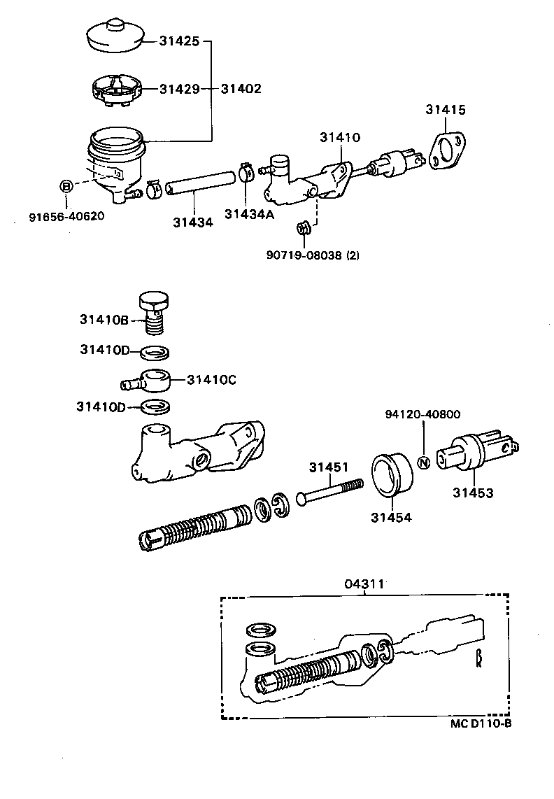31401-36032 CYLINDER ASSY, CLUTCH MASTER product image