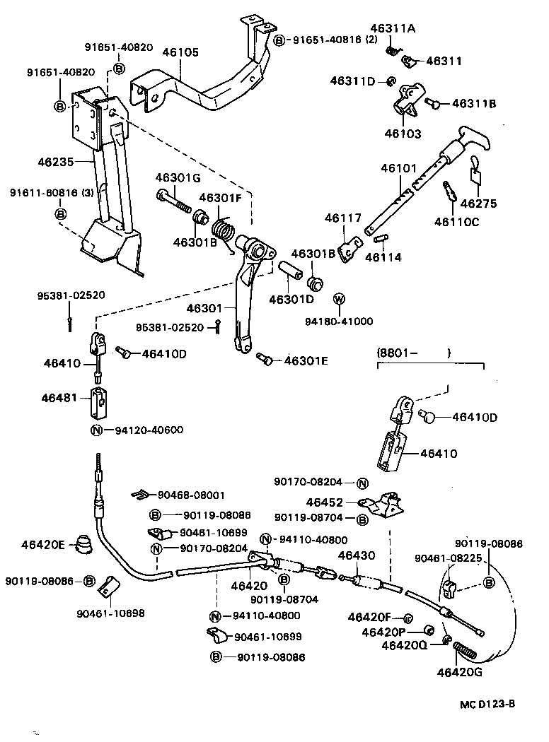 46235-36010 BRACKET, PARKING BRAKE LEVER SUPPORT product image