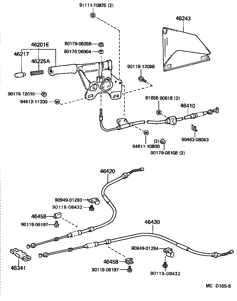 Toyota 46420-14290 CABLE ASSY, PARKING BRAKE, NO.2