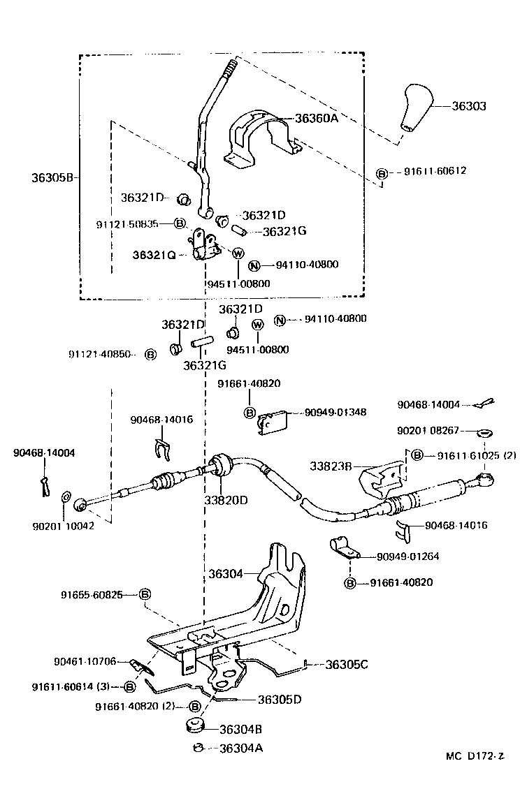 33506-27030 RETAINER SUB-ASSY, TRANSFER CONTROL SHIFT LEVER product image
