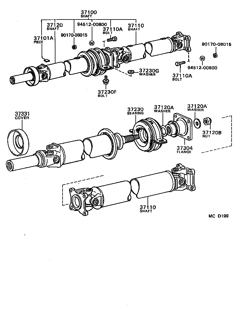 37100-14740 SHAFT ASSY, PROPELLER W/CENTER BEARING product image
