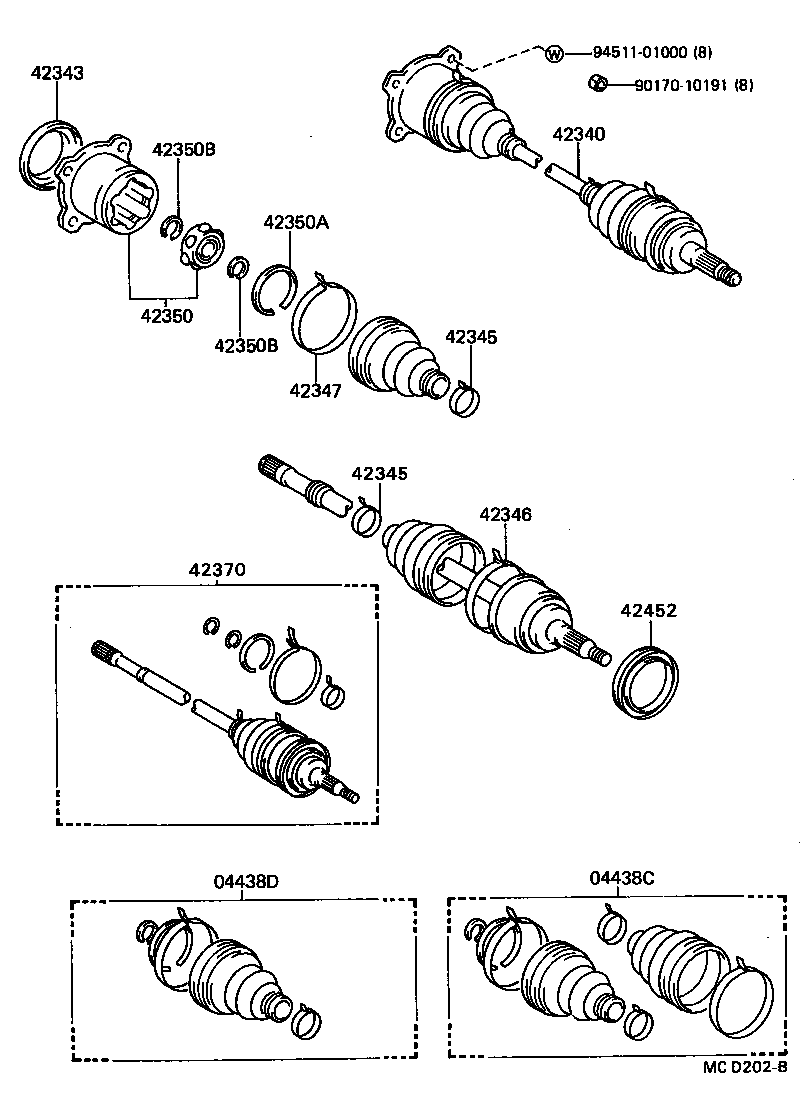 04437-14050 BOOT KIT, REAR DRIVE SHAFT INBOARD JOINT product image