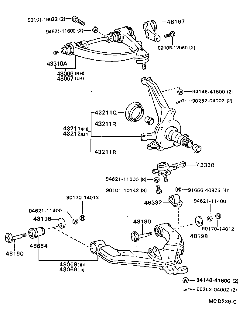 Toyota 43211-28020 KNUCKLE, STEERING, RH