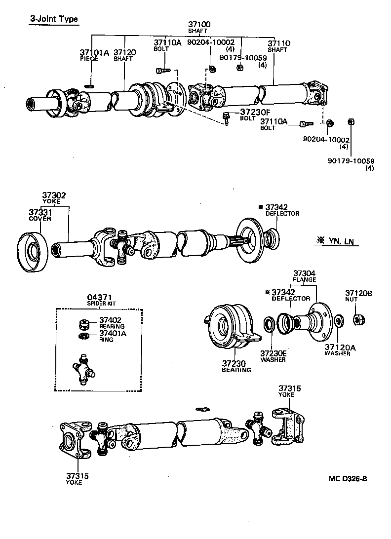 37100-35500 SHAFT ASSY, PROPELLER W/CENTER BEARING product image
