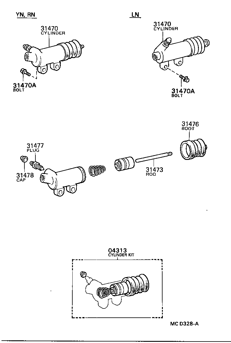 31470-30222 CYLINDER ASSY, CLUTCH RELEASE product image