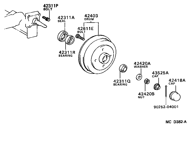 Toyota 43514-10030 CAP, REAR HUB GREASE