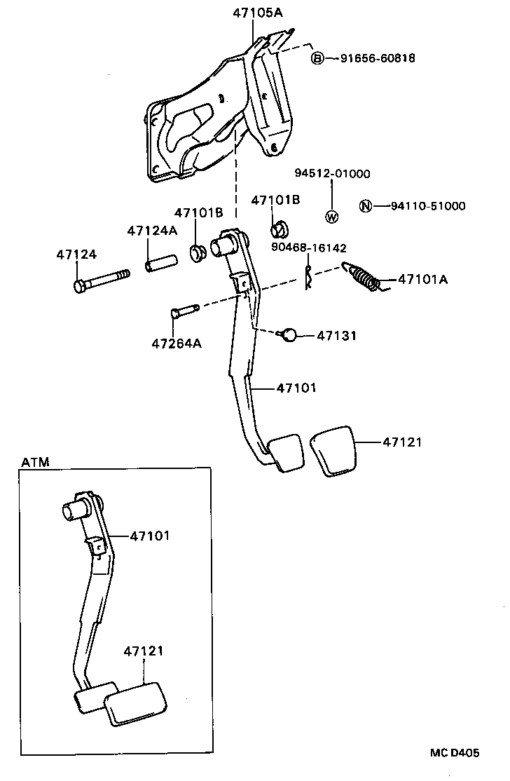 47101-16110 PEDAL SUB-ASSY, BRAKE product image