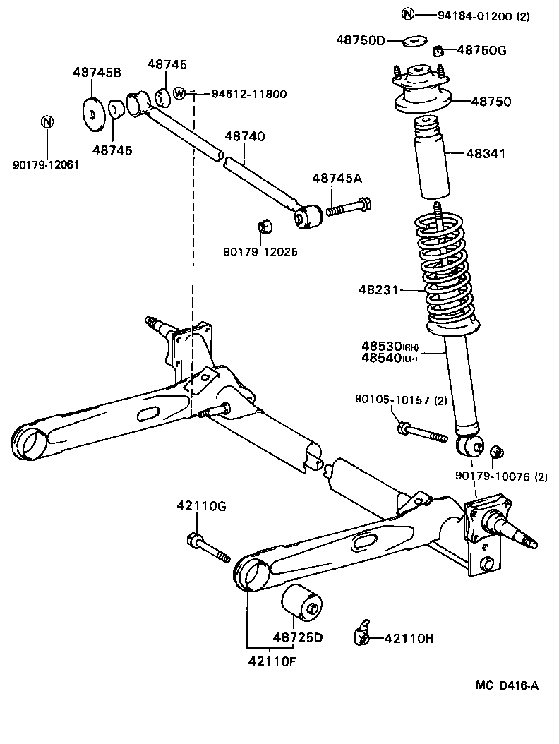 Toyota 48530-16130 ABSORBER ASSY, SHOCK, REAR RH