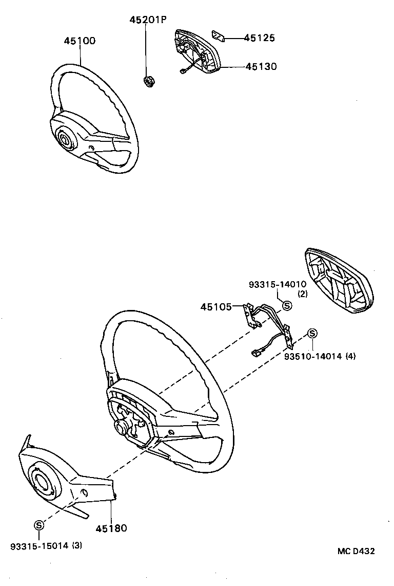 45125-16340 MARK, STEERING WHEEL PAD product image