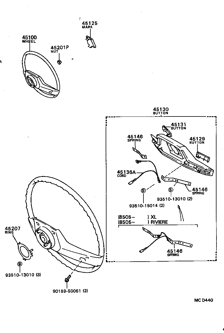 45125-12480 MARK, STEERING WHEEL PAD product image