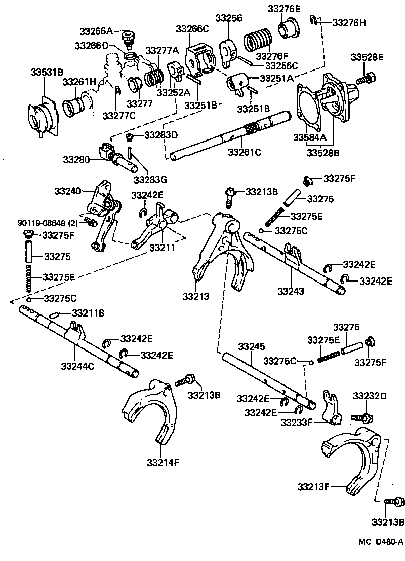 Toyota 33243-20060 SHAFT, 3RD & 4TH SHIFT FORK
