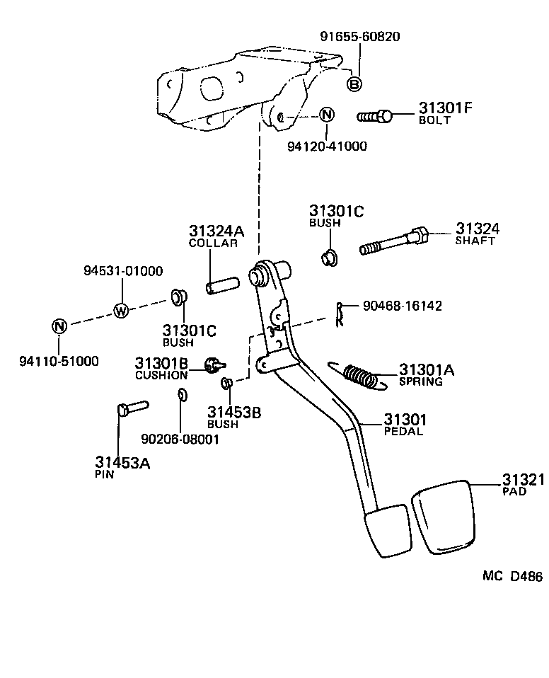 31301-02010 PEDAL SUB-ASSY, CLUTCH product image