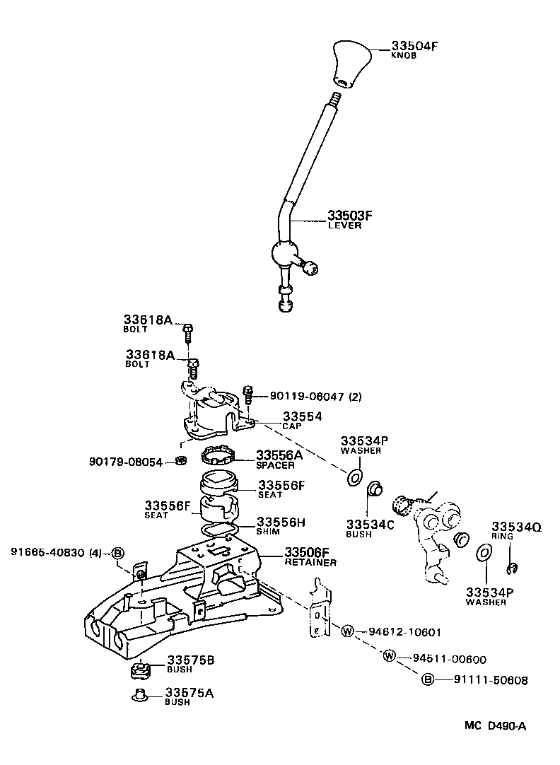 Toyota 33504-01010-P8 KNOB SUB-ASSY, SHIFT LEVER