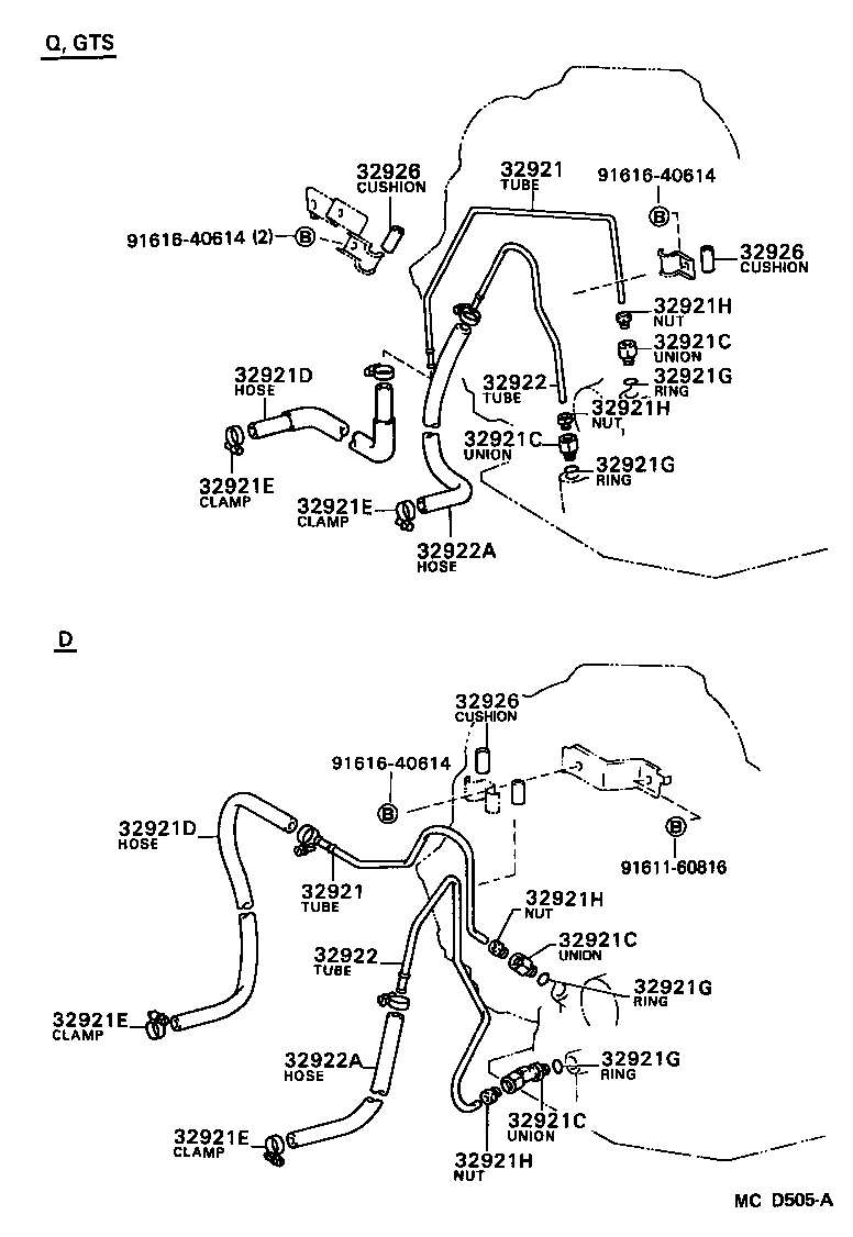 Toyota 32921-12320 TUBE, OIL COOLER INLET, NO.1