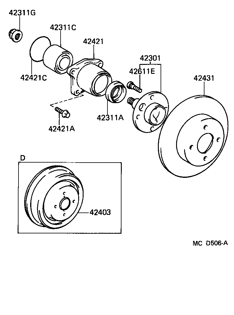 Toyota 42421-12020 CASE, REAR AXLE BEARING