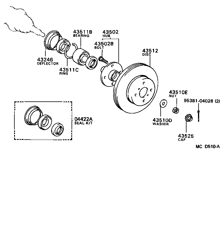 Toyota 43502-20080 HUB SUB-ASSY, FRONT AXLE