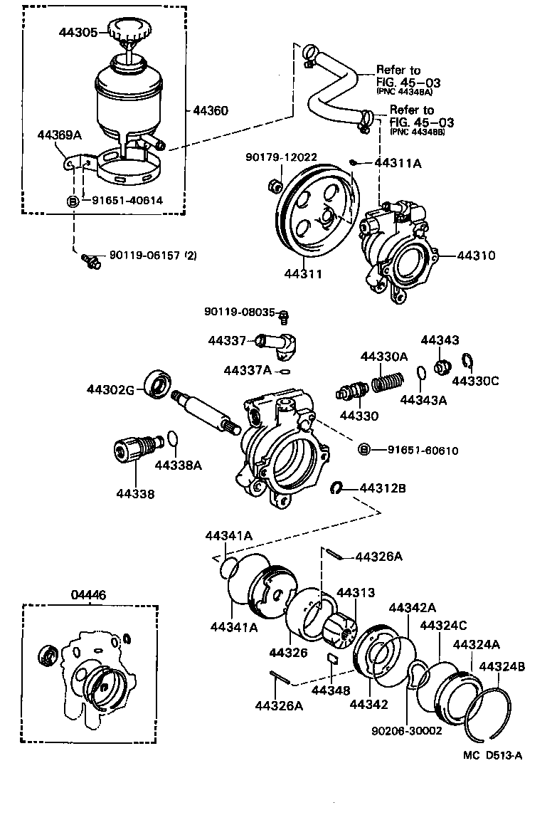 Toyota 04446-01010 GASKET KIT, POWER STEERING PUMP
