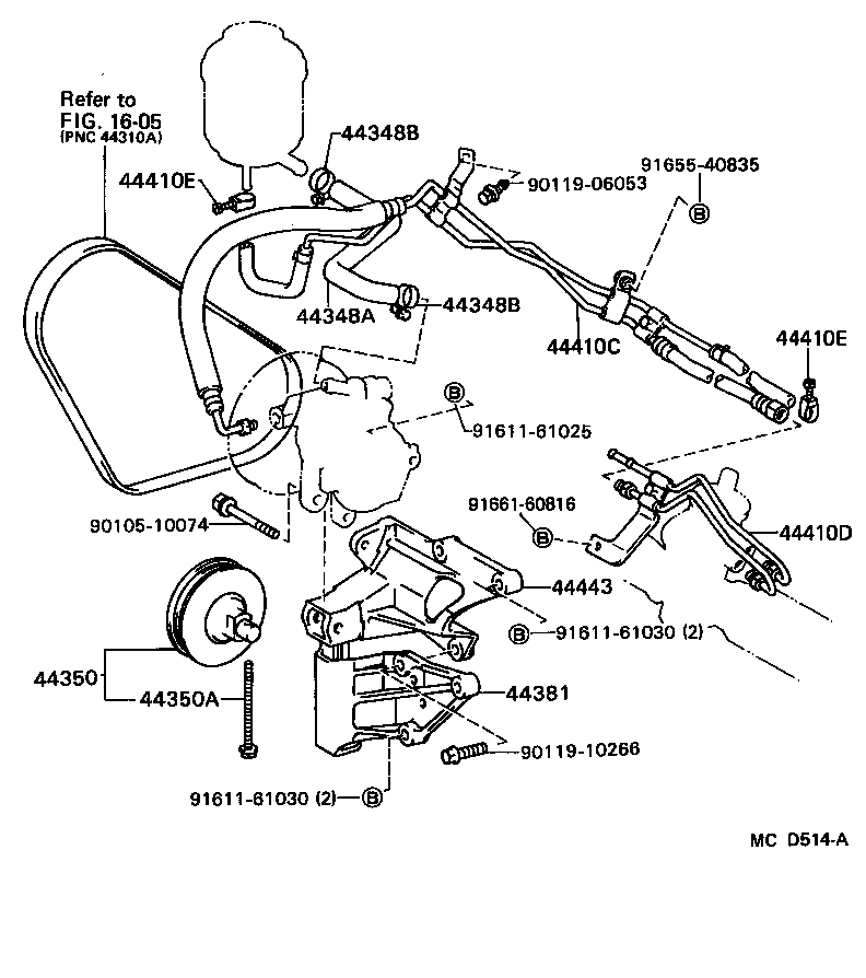 Toyota 44348-12040 HOSE, OIL RESERVOIR TO PUMP, NO.1