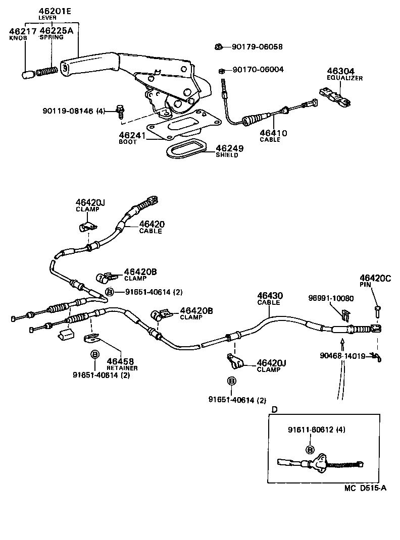 Toyota 46430-12230 CABLE ASSY, PARKING BRAKE, NO.3