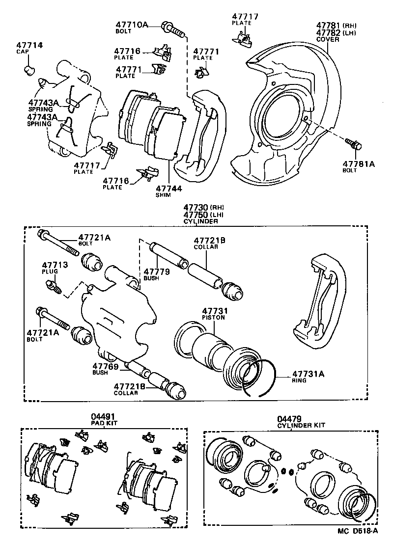 Toyota 47750-02020 CYLINDER ASSY, DISC BRAKE, LH