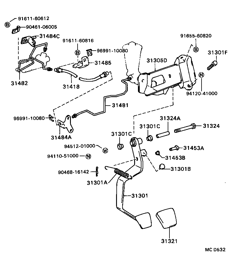 31301-32110 PEDAL SUB-ASSY, CLUTCH product image