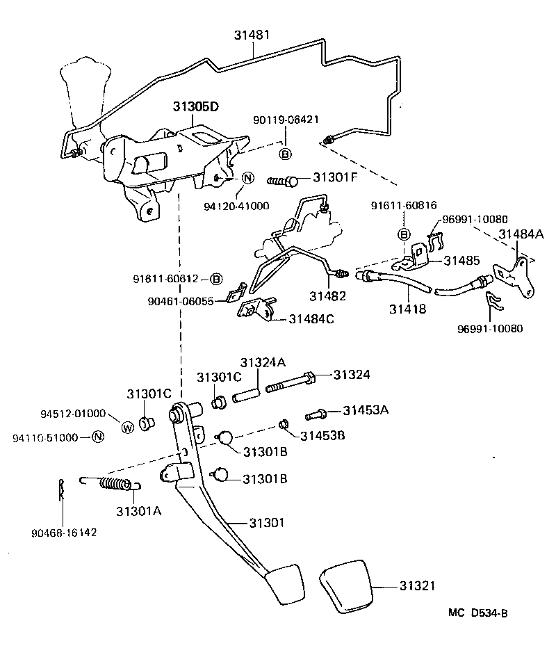 Toyota 31301-32070 PEDAL SUB-ASSY, CLUTCH