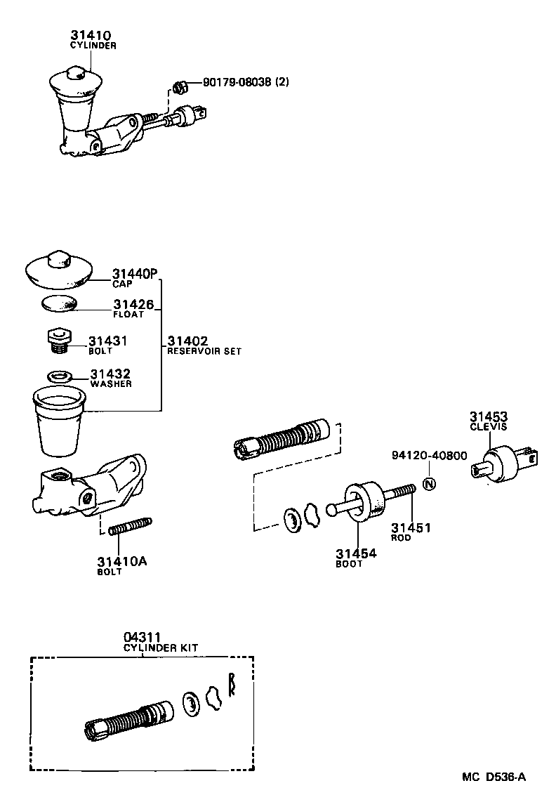 Toyota 31451-32020 ROD, CLUTCH MASTER CYLINDER PUSH