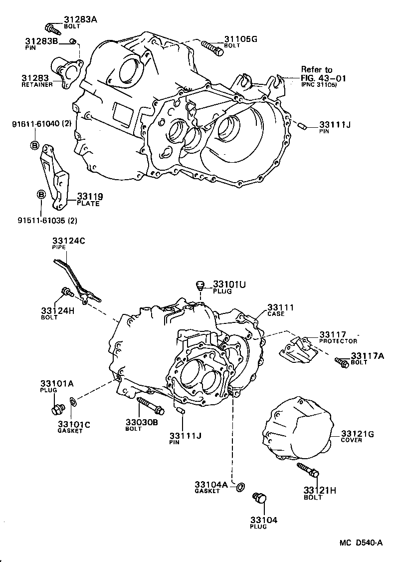 Toyota 91611-61045 BOLT(FOR TRANSAXLE CASE & ENGINE SETTING)