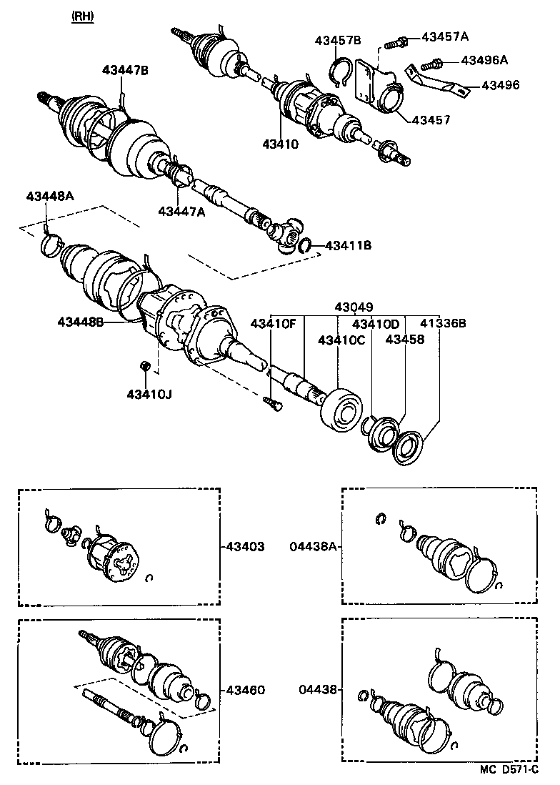 Toyota 43410-32130 SHAFT ASSY, FRONT DRIVE, RH