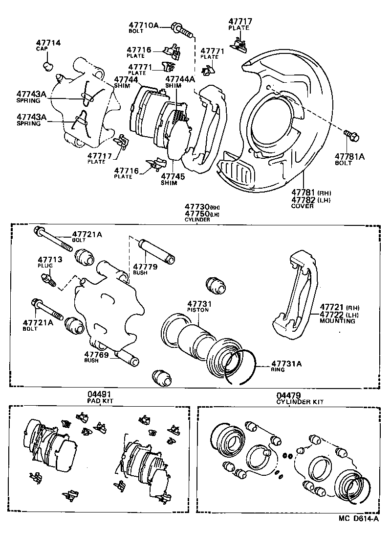 Toyota 47721-32060 MOUNTING, FRONT DISC BRAKE CYLINDER, RH