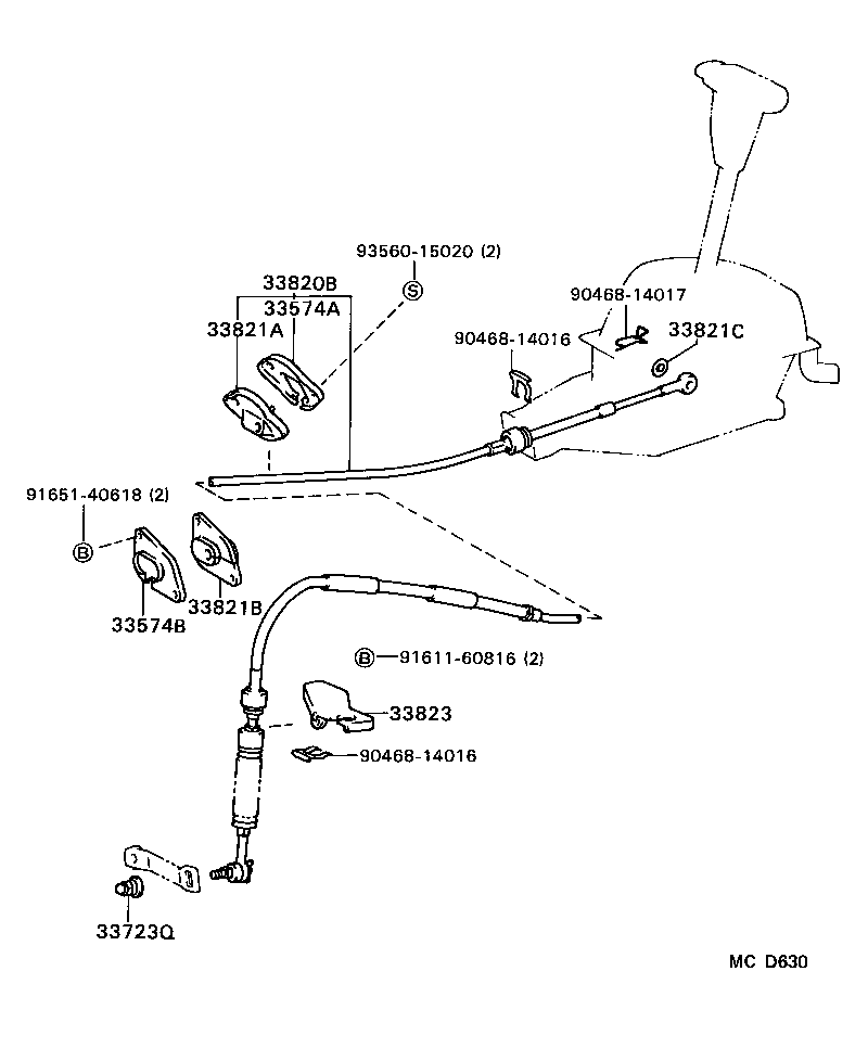 33822-16010 CABLE TRANSMISSION CONTROL SELECT (FOR FLOOR SHIFT) product image