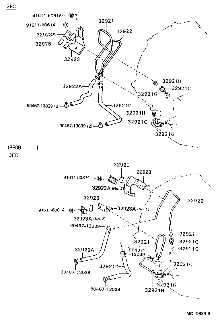 Toyota 90445-15015 HOSE(FOR OIL COOLER OUTLET)