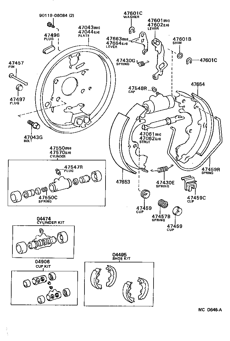Toyota 47062-16030 STRUT SET, PARKING BRAKE SHOE, LH