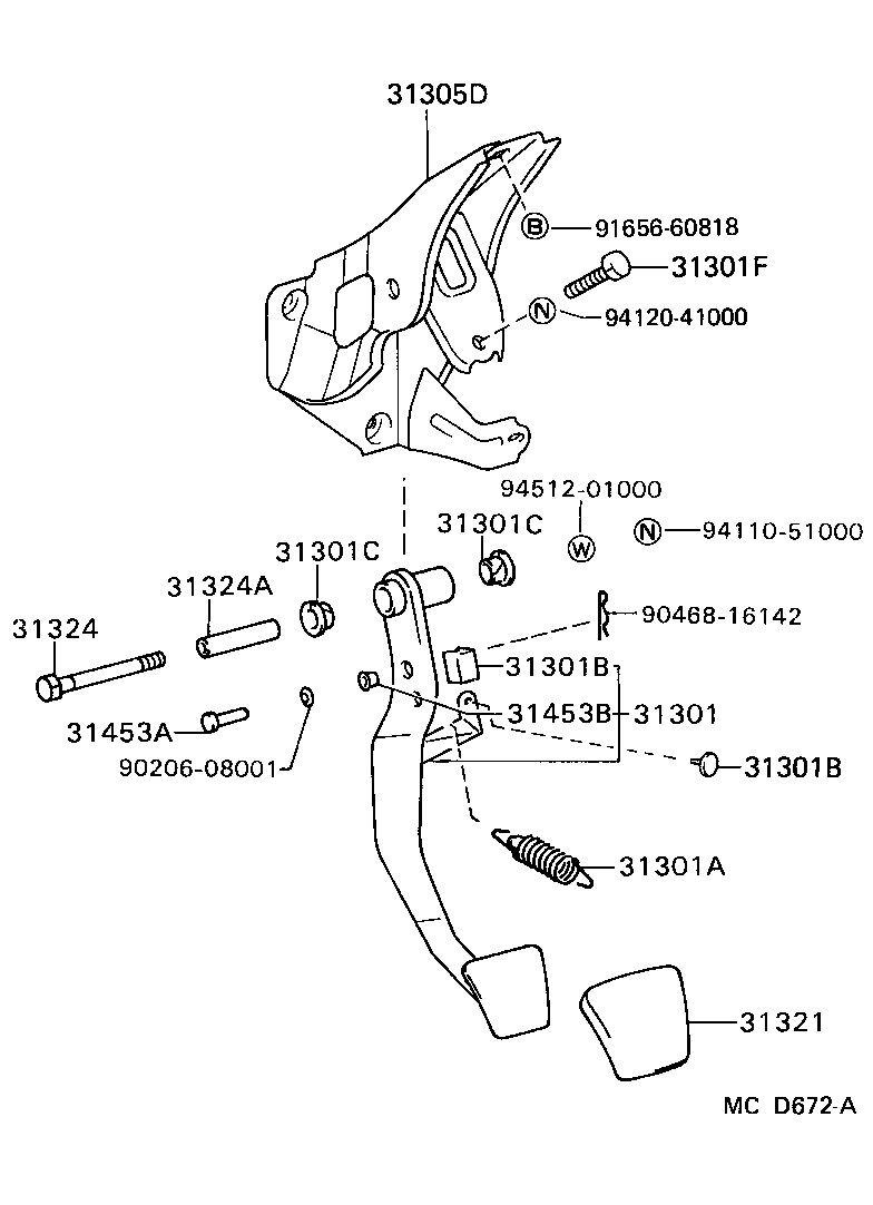 Toyota 31321-14020 PAD, CLUTCH PEDAL