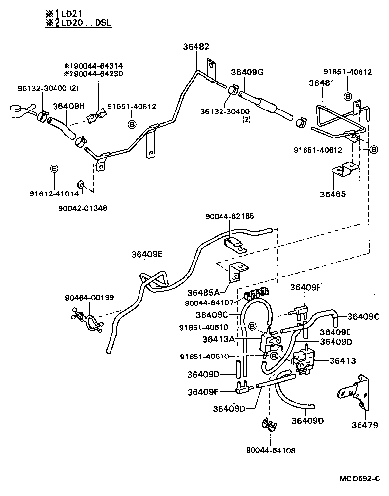 90044-46476 HOSE, VACUUM, NO.1 (FOR FRONT DRIVE SHIFT) product image