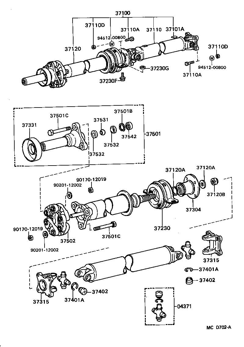 37100-22430 SHAFT ASSY, PROPELLER W/CENTER BEARING product image