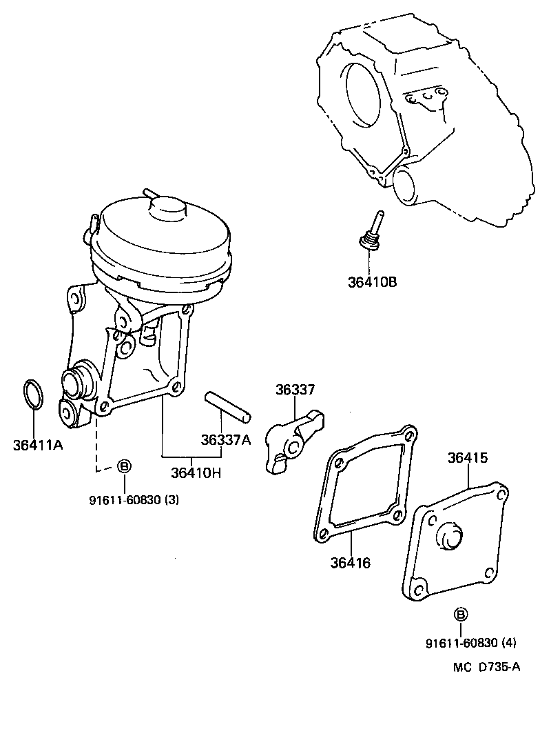 Toyota 36416-28010 GASKET, DIAPHRAGM CYLINDER